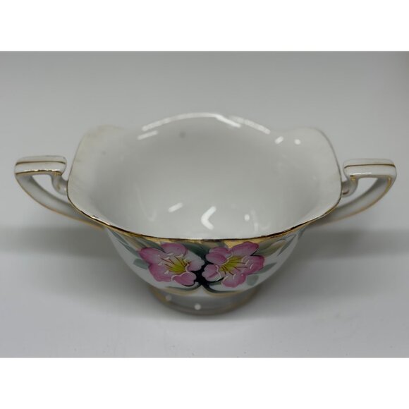Vintage Noritake Azalea Sugar Bowl 4"x2.5" Hand-Painted Floral Gold Trim Japan - Picture 3 of 8